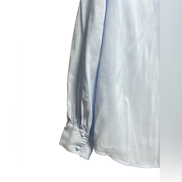 Zara Blouse with Lined Buttons Sky Blue Size Small - Picture 6 of 9